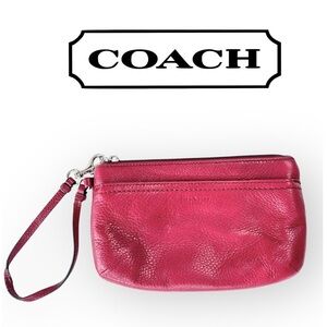 Coach Leather wristlet, dark red 8”x4.5”